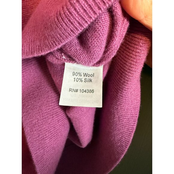 Garnet Hill Women's Wool Silk Blend Purple Sequins Sweater Medium Short Sleeves - Picture 4 of 8